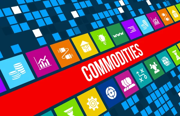 Commodities concept image with business icons and copyspace. — Stock Photo, Image