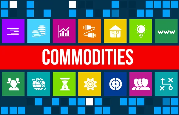 Commodities concept image with business icons and copyspace. — Stock Photo, Image