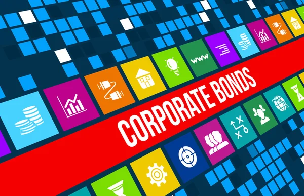 Imagen conceptual de Corporate Bonds con iconos de negocio y copyspace . —  Fotos de Stock