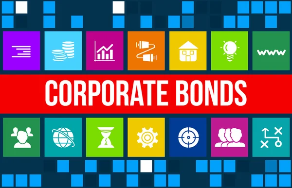 Образ концепции корпоративных облигаций с иконками и копирайтом . — стоковое фото