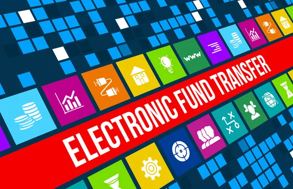 Elektronik fon transferi kavramı görüntü iş ikonları/simgeleri ve boşaltmak. — Stok fotoğraf