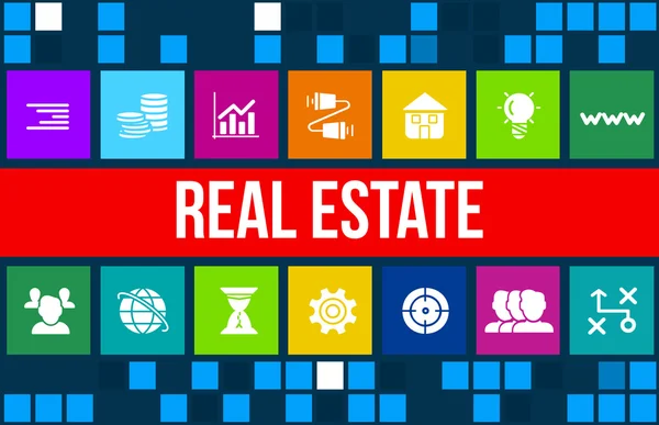Real estate konceptet bild med business ikoner och copyspace. — Stockfoto