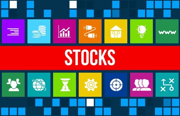Stocks concept image with business icons and copyspace. — Stock Photo, Image