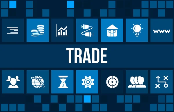 Trade concept image with business icons and copyspace. — Stock Photo, Image