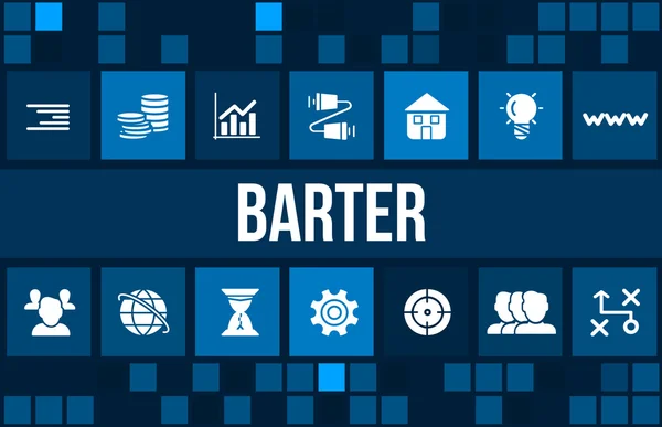 Barter concept image with business icons and copyspace. — Stock Photo, Image