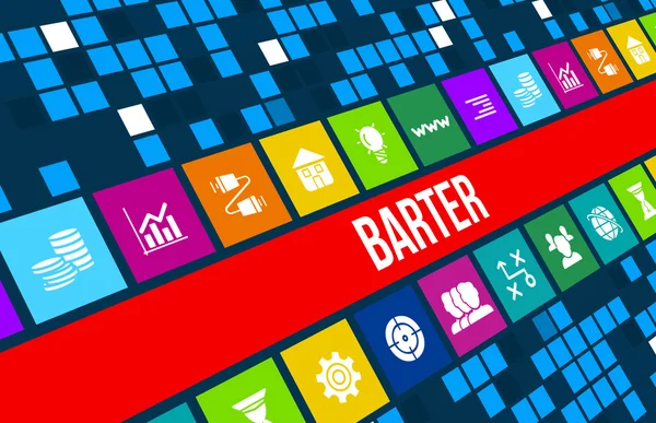 Barter concept image with business icons and copyspace. — Stock Photo, Image