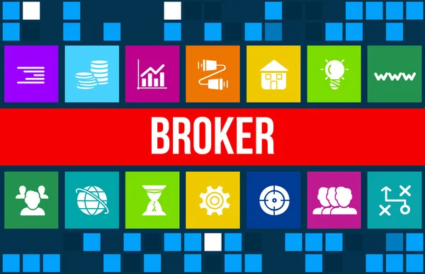 Broker concept image with business icons and copyspace. — Stock Photo, Image