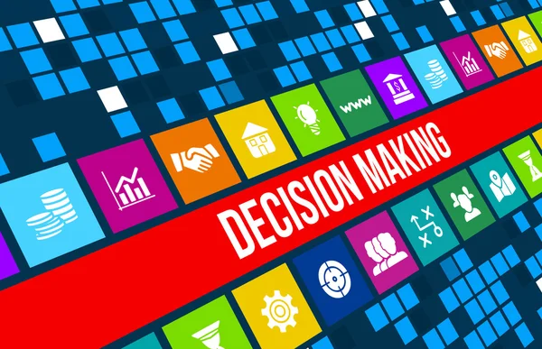 Decision making concept image with business icons and copyspace. — Stock Photo, Image
