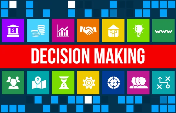 Decision making concept image with business icons and copyspace. — Stock Photo, Image