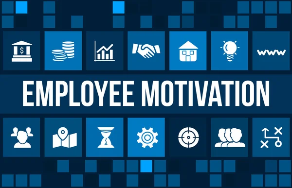 Imagen del concepto de motivación de los empleados con iconos de negocio y copyspace . —  Fotos de Stock