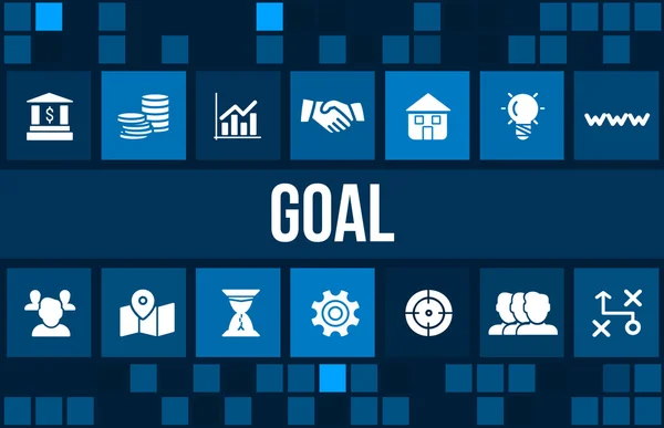 Goal concept image with business icons and copyspace. — Stock Photo, Image