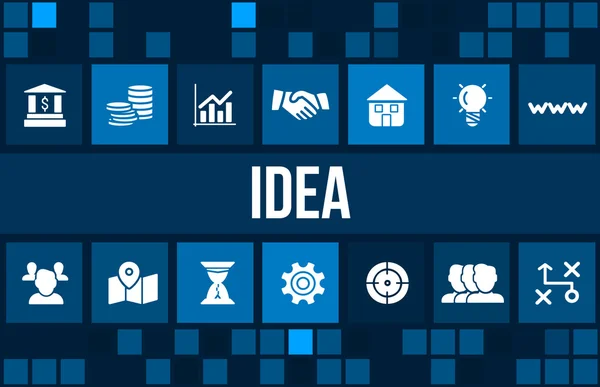 Idea concept image with business icons and copyspace. — Stock Photo, Image