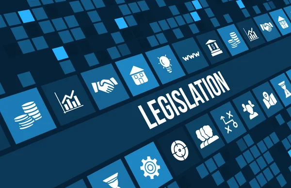Législation concept image avec les icônes de l'entreprise et l'espace de copie . — Photo