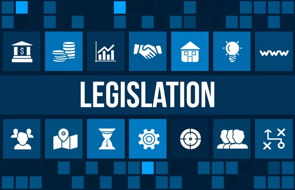 Legislation concept image with business icons and copyspace. — Stock Photo, Image