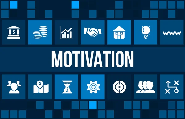 Motivation-konceptet bild med business ikoner och copyspace. — Stockfoto