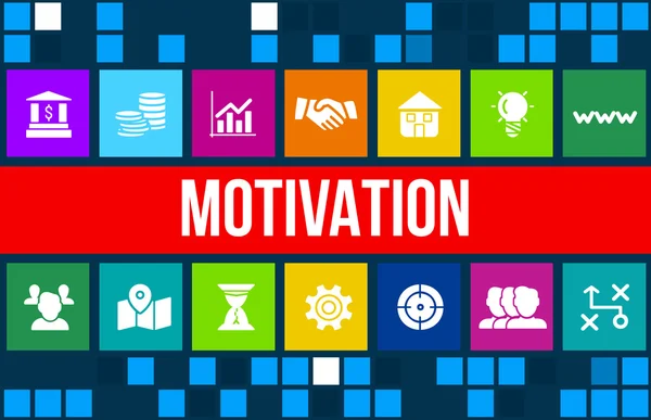 Motivation-konceptet bild med business ikoner och copyspace. — Stockfoto