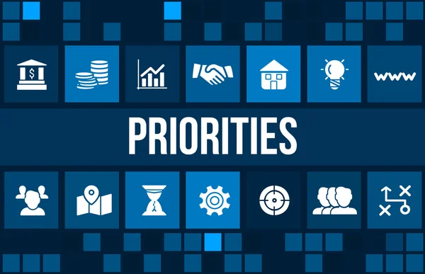 Priorities concept image with business icons and copyspace. — Stock Photo, Image