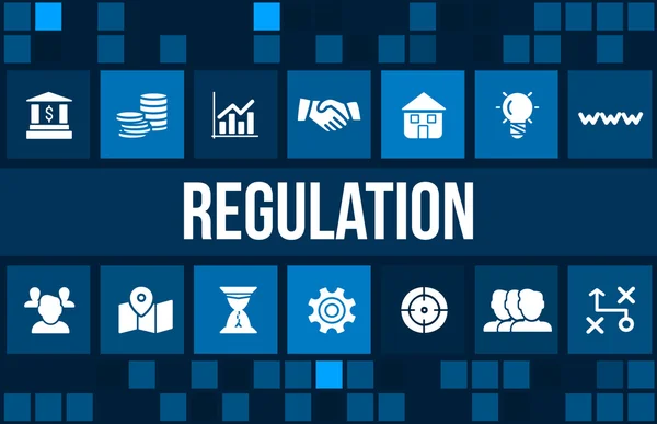 Образ концепции регулирования с бизнес-иконками и копирайтом . — стоковое фото