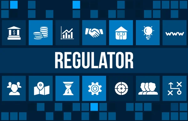 Образ концепции регулятора с бизнес-иконками и копипространством . — стоковое фото