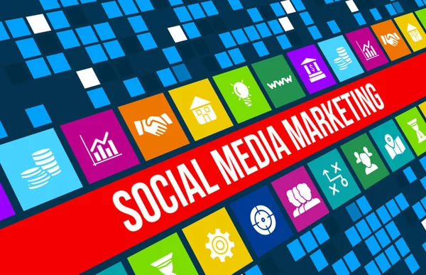 Concetto di social media marketing immagine con icone di business e copyspace . — Foto Stock
