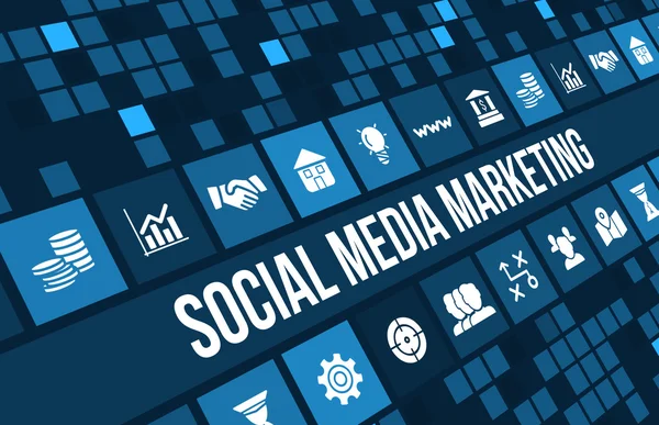 Concetto di social media marketing immagine con icone di business e copyspace . — Foto Stock