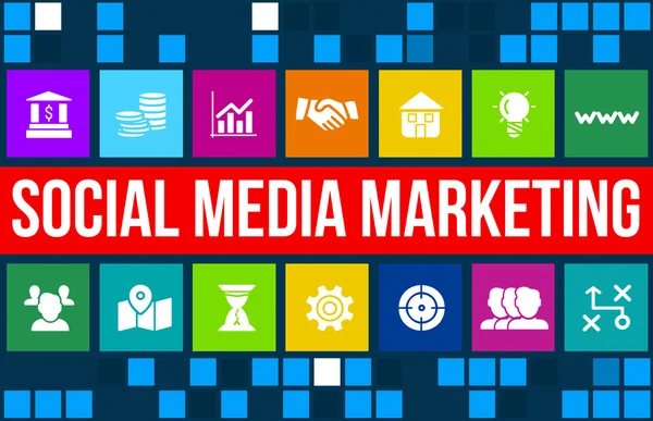 Concetto di social media marketing immagine con icone di business e copyspace . — Foto Stock