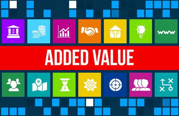 Added value concept image with business icons and copyspace. — Stock Photo, Image