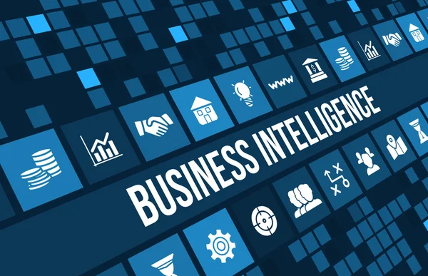 Business intelligence konceptet bild med business ikoner och copyspace. — Stockfoto
