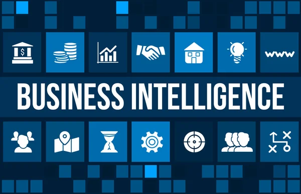 Business intelligence concept image with business icons and copyspace. — Stock Photo, Image