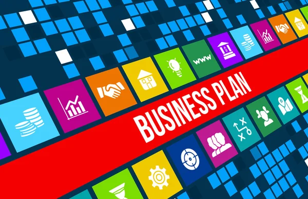 Business plan concept image with business icons and copyspace. — Stock Photo, Image