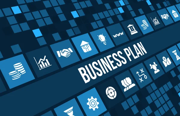 Business plan concept image with business icons and copyspace. — Stock Photo, Image