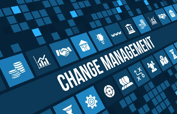 Imagem de conceito de gerenciamento de mudança com ícones de negócios e copyspace . — Fotografia de Stock