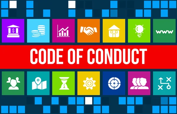 Imagem de conceito de código de conduta com ícones de negócios e copyspace . — Fotografia de Stock