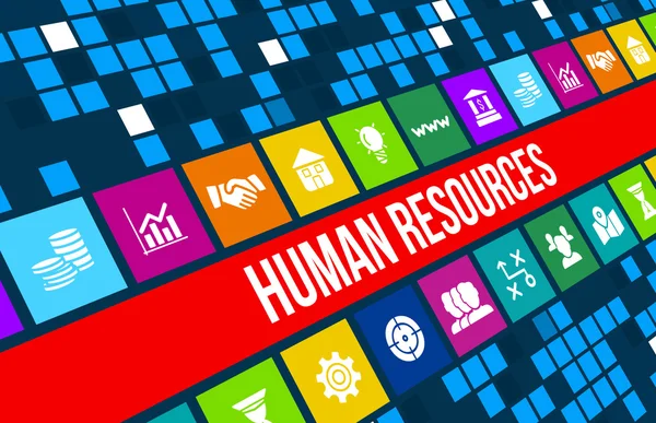 Menselijke hulpbronnen concept afbeelding met pictogrammen bedrijfs en copyspace. Stockfoto
