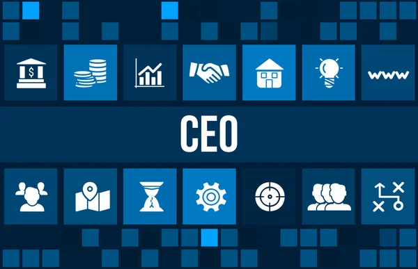 CEO concept afbeelding met pictogrammen bedrijfs en copyspace. Stockfoto