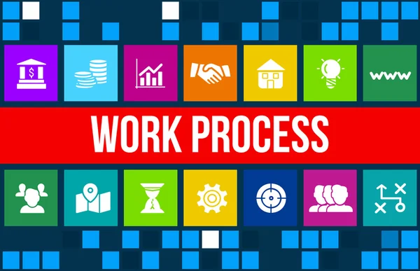 Imagem de conceito de processo de trabalho com ícones de negócios e copyspace . Imagem De Stock