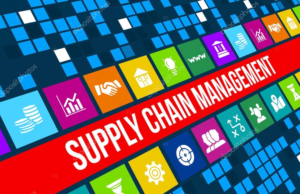 Supply Chain Management Concept Image With Business Icons And Copyspace