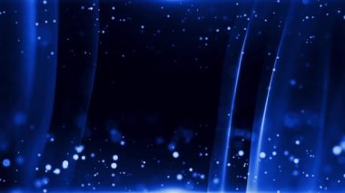 Koyu mavi Soyut Arkaplan Parlayan Parçacıklar ve İpeksi Yumuşak Dalgalar - Animasyon