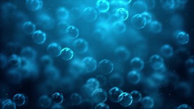 Bulanık Mavi Arkaplanda Yüzen Soyut Baloncuklar - Canlandırma