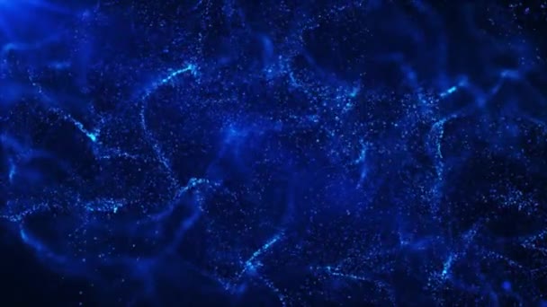 Dark Blue Particles Floating Black Background Graphics — Stock Video