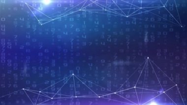 Fütürist Ağ Çizgileri Arkaplanda Hareket Eden Dijital Sayılarla Bağlandı - Canlandırma