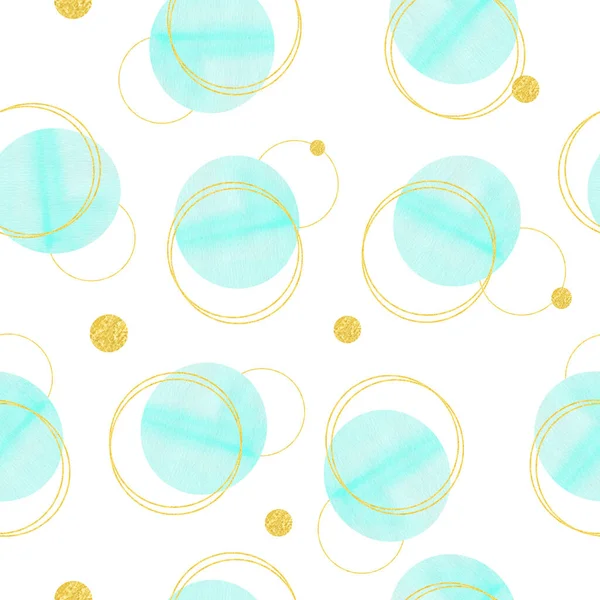 Watercolor seamless pattern with circles in pastel colors, Golden . Texture for wrapping paper, fabric.