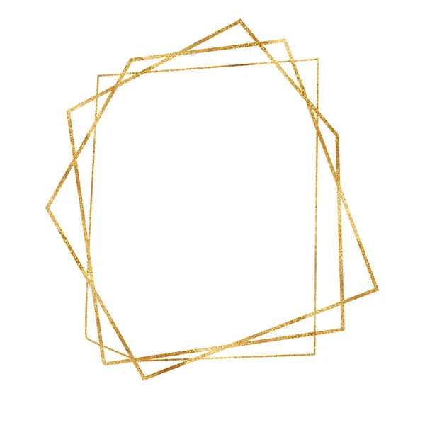 Gold geometric shiny luminous frame isolated on white background. Luxury realistic border. Concept of a wedding, mother\'s Day or Valentine\'s Day. Christmas and New year abstract.