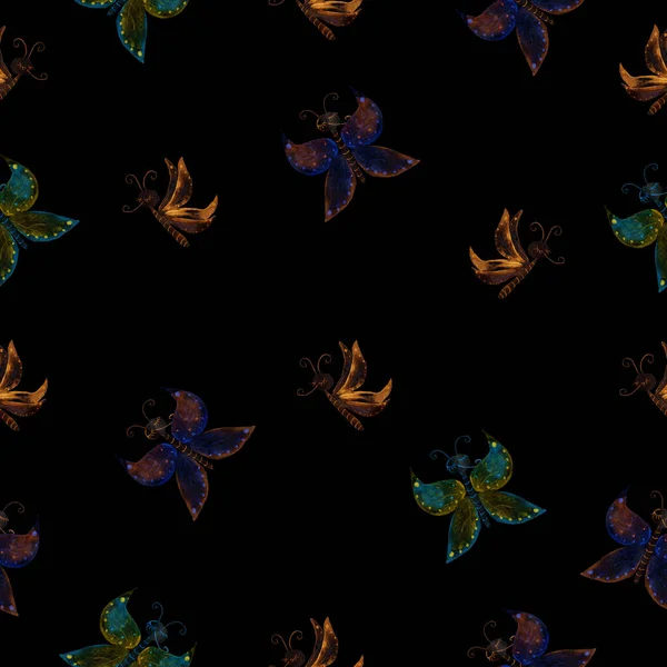 Akvarell Minta Pillangókkal Tökéletes Szövet Tapéta — Stock Fotó