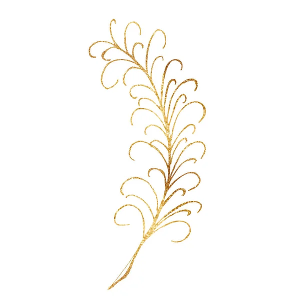 水彩画的金色羽毛面料的质地 明信片的设计 — 图库照片