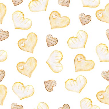 Suluboya kalp deseni. Beyazda izole edilmiş.