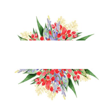 Çelenkler ve çelenkler. Suluboya çiçekler ve yeşillik. Tatil için kartpostallar..