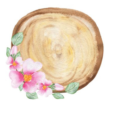 Selamlama bayrağı. Suluboya çiçekler ve yeşillik. Tatil için kartpostallar..