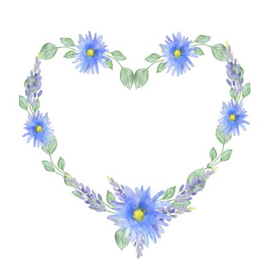 Çelenkler ve çelenkler. Suluboya çiçekler ve yeşillik. Tatil için kartpostallar..