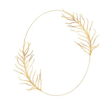 Tüylü altın geometrik çerçeveler. Düğün daveti için geometrik çokyüzlü.